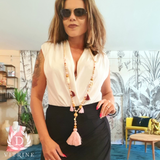 Collier pompons rose