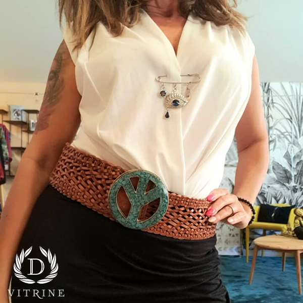Ceinture peace love Camel