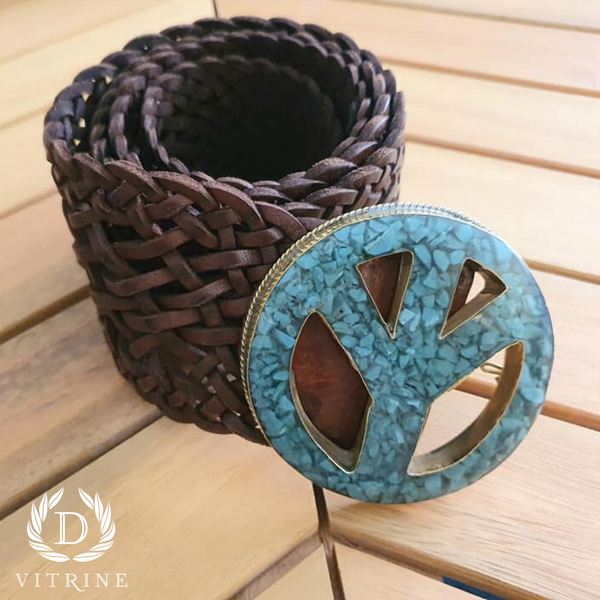 Ceinture peace love brun