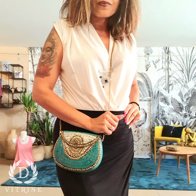 Sac minaudière bleu