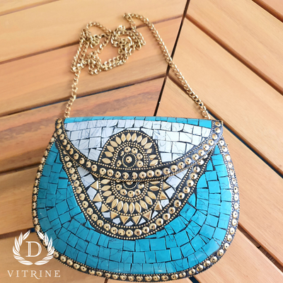 Sac minaudière bleu