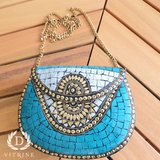 Sac minaudière bleu