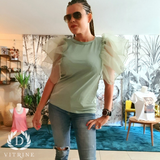 Haut manches froufrou