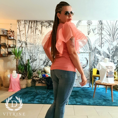 Haut manches froufrou