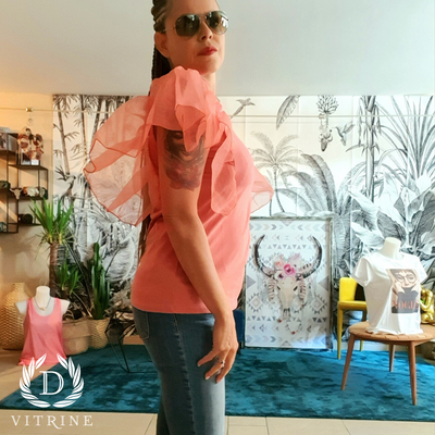 Haut manches froufrou