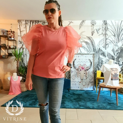 Haut manches froufrou