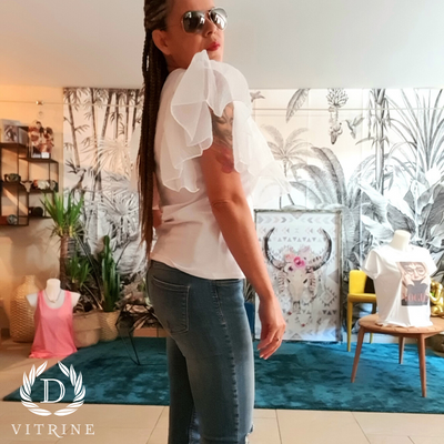 Haut manches froufrou