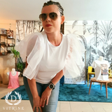 Haut manches froufrou