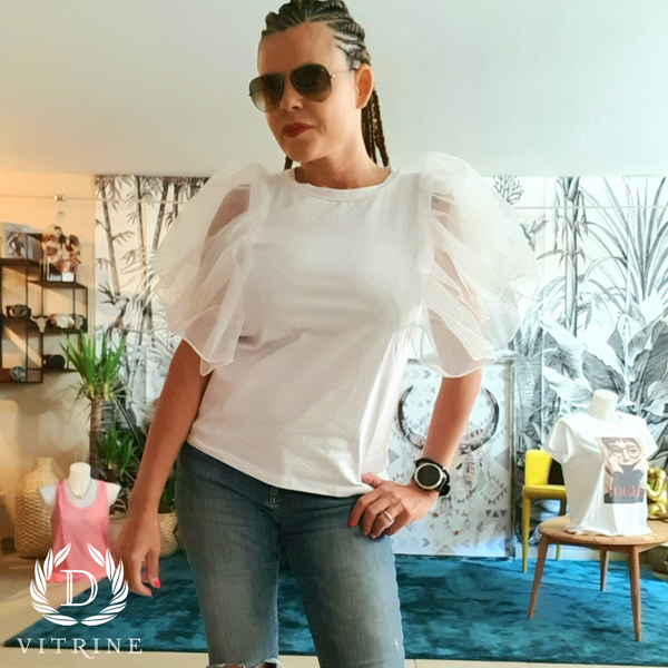 Haut manches froufrou