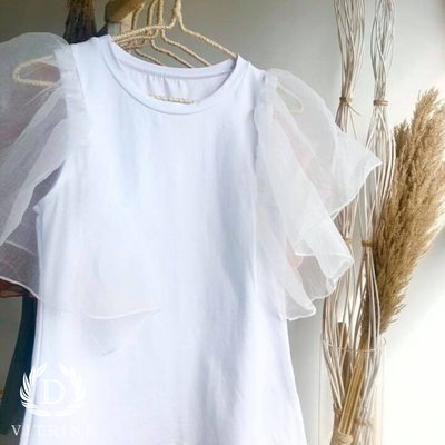 Haut manches froufrou