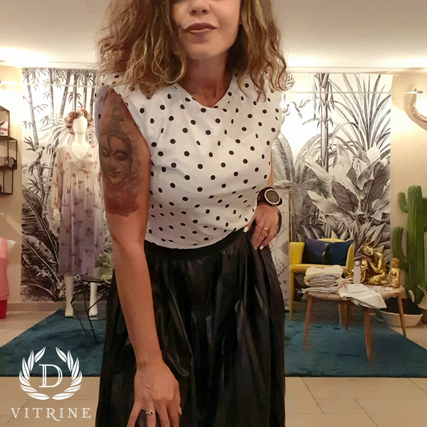 Top épaulettes petits pois