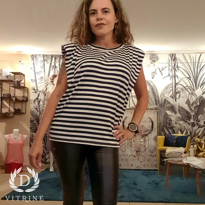 Haut rayé épaulettes