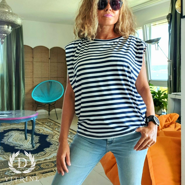 Haut rayé épaulettes