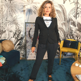 Blazer cintré en coton noir