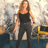 Jeans gris à franges