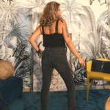 Jeans gris à franges