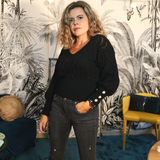 Jeans gris à franges