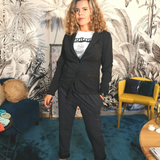 Blazer cintré en coton noir