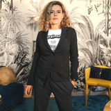 Blazer cintré en coton noir