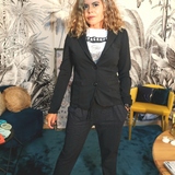 Blazer cintré en coton noir