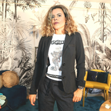 Blazer cintré en coton noir