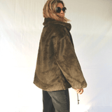 Manteau vert fausse fourrure