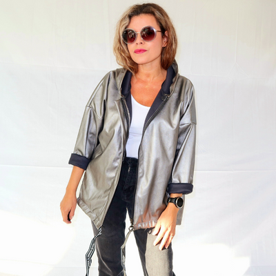 Veste argenté tête de mort au dos