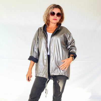 Veste argenté tête de mort au dos