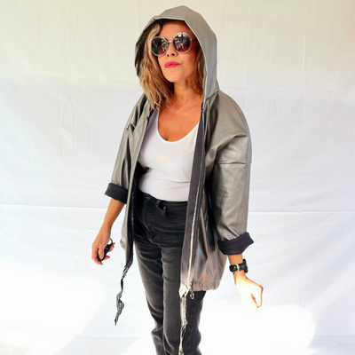 Veste argenté tête de mort au dos