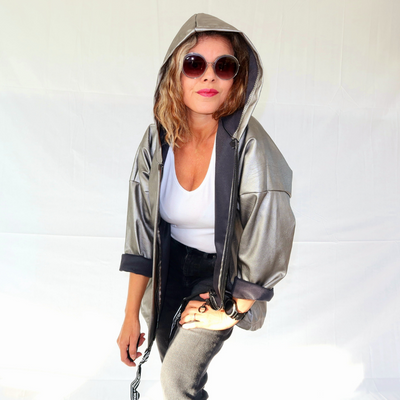 Veste argenté tête de mort au dos