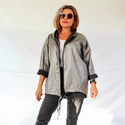 Veste argenté tête de mort au dos