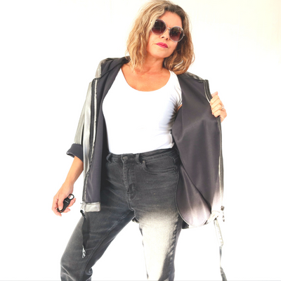 Veste argenté tête de mort au dos