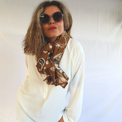 Foulard et serviette de plage moutarde