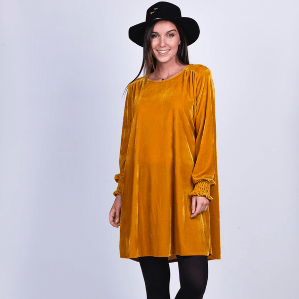 Robe Effet velours col rond