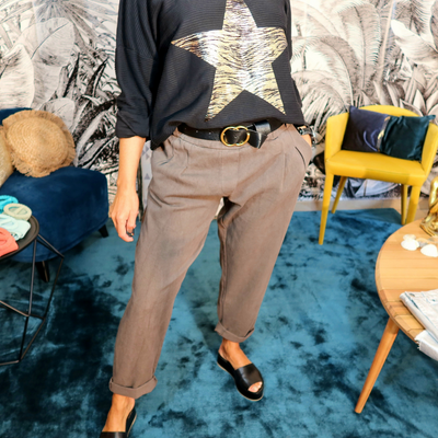 Pantalon slouchy taupe