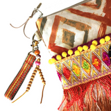 Pochette Boho en orange et jaune avec frange