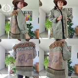 Veste en jean à ornements kaki style buffle western