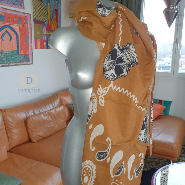 Foulard et serviette de plage moutarde