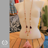 Collier pompons rose