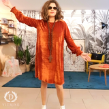 Robe Effet velours col rond