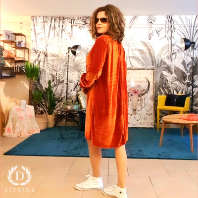 Robe Effet velours col rond