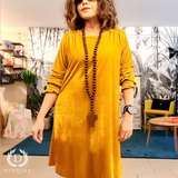 Robe Effet velours col rond