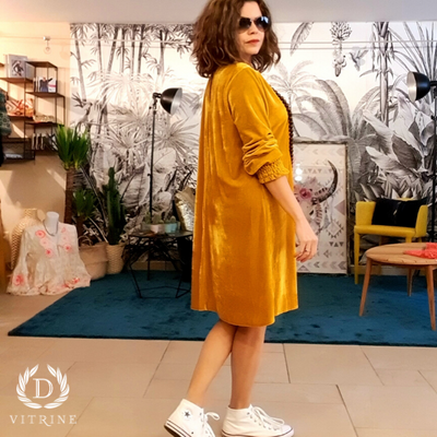 Robe Effet velours col rond